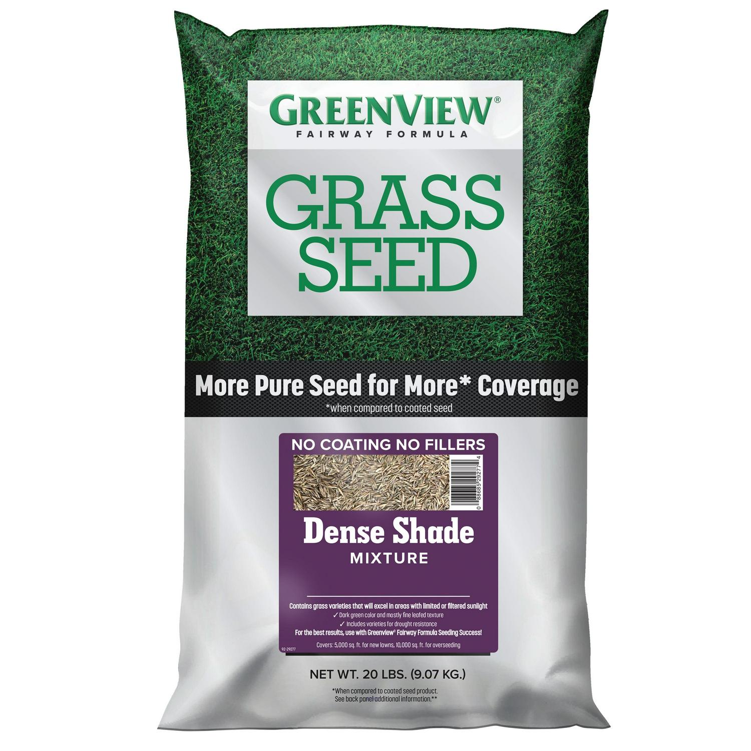 GreenView Pure Grass Seed Dense Shade Mixture, 20 lb. Bag – Covers up to 10,000 sq. ft.