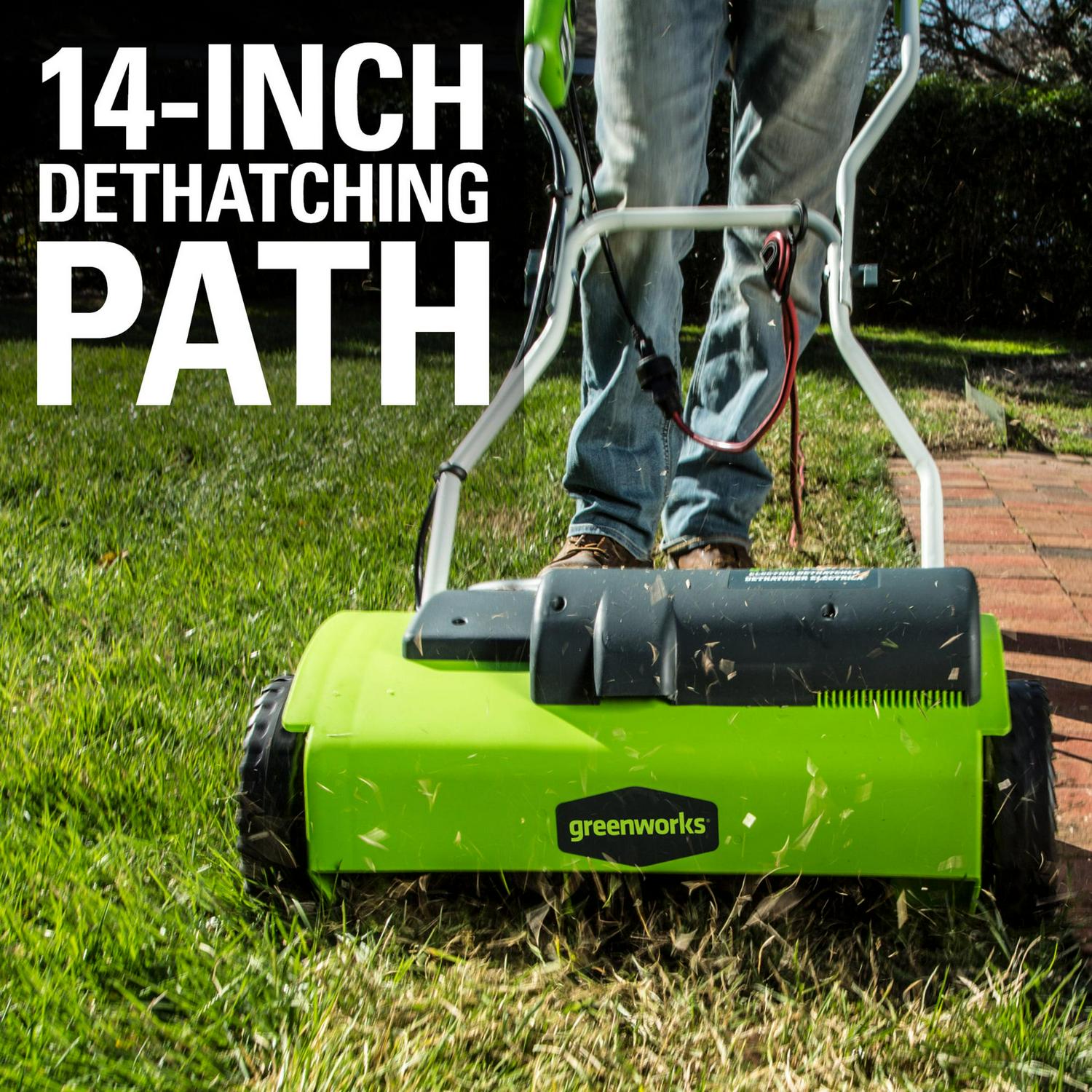 Greenworks 10 Amp 14" Corded Electric Dethatcher 27022 - Image 6