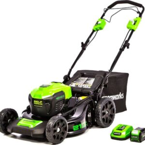 Greenworks 40V 21-inch Brushless Self-Propelled Lawn Mower W/5.0 Ah Battery and Charger, 2516402