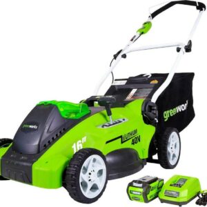 Greenworks 40V 16" Battery Powered Push Lawn Mower with 4.0 Ah Battery & Charger 25322