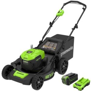 Greenworks 40V 21" Brushless Walk Behind Push Lawn Mower with 5Ah Battery and Charger 2515502