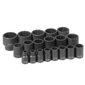 Grey Pneumatic 1719 1/2" Dr. 19 Pc. Standard Length Fract.Set - 12 Point