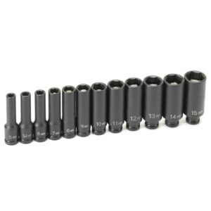 Grey Pneumatic 9712MDG 1/4" Drive 12 Pc. Deep Metric Magnetic Impact Set