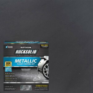 Gunmetal, RockSolid Polycuramine Metallic High Gloss Garage Floor Coating Kit-299743, 70 oz
