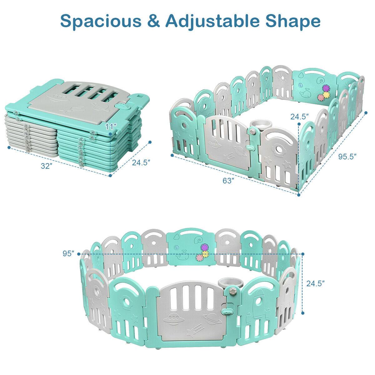 Gymax Fashion 18-Panel Kids Safe Playpen Baby Activity Center Playard Home - Image 3