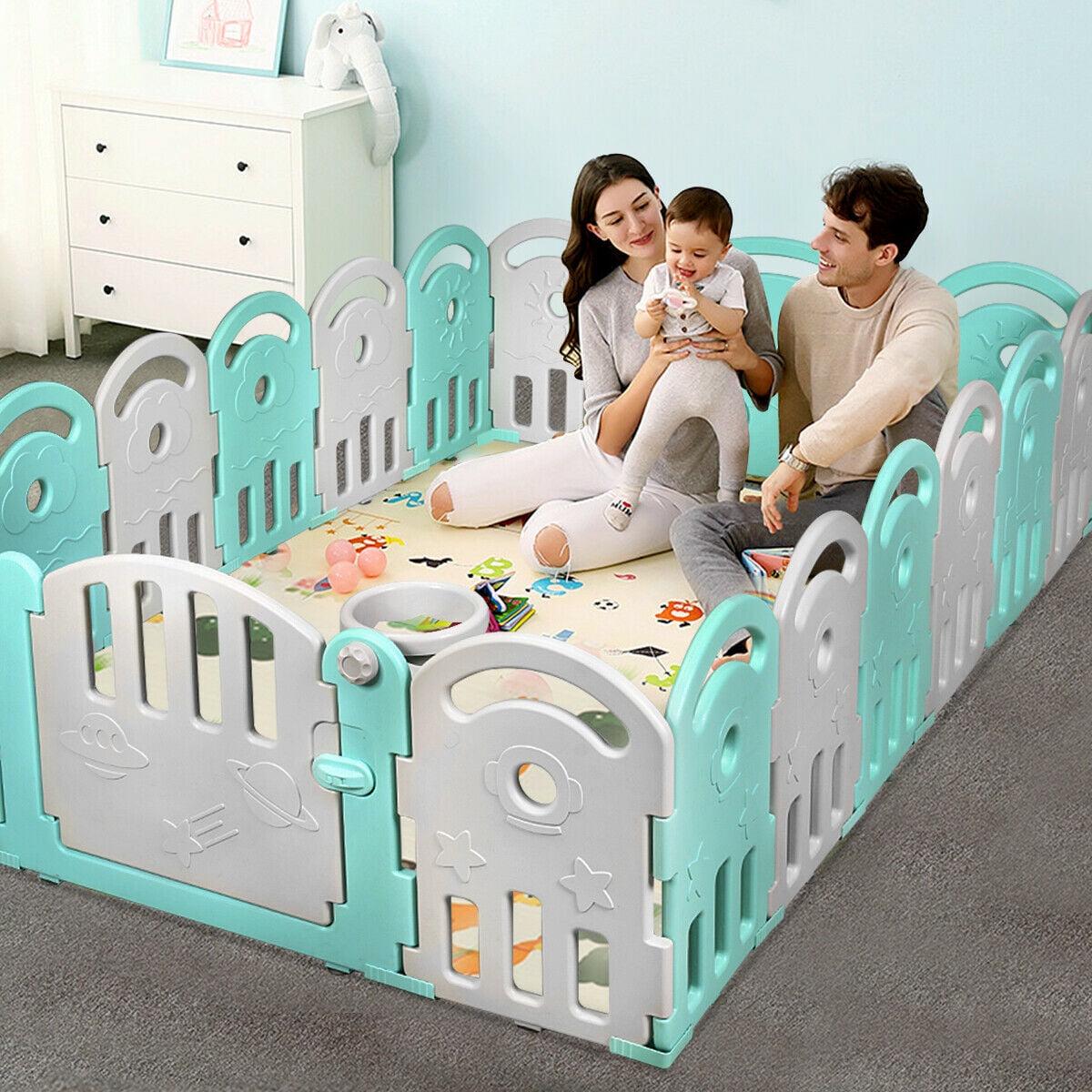 Gymax Fashion 18-Panel Kids Safe Playpen Baby Activity Center Playard Home - Image 2