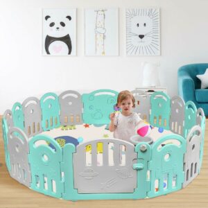 Gymax Fashion 18-Panel Kids Safe Playpen Baby Activity Center Playard Home