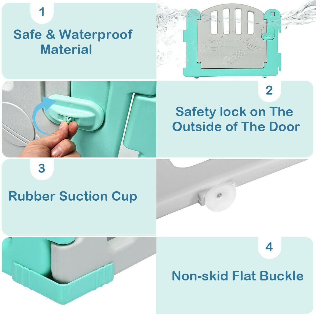 Gymax Fashion 18-Panel Kids Safe Playpen Baby Activity Center Playard Home - Image 6