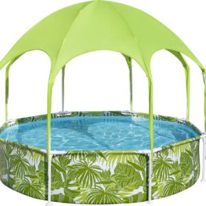 H2OGO 8 ft. x 20 in. Round Above Ground Pool Set With Pool Shade