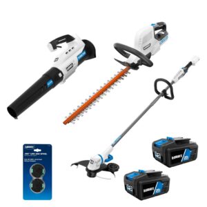 HART 20-Volt Blower with 20-Volt String Trimmer/Edger Kit with 20-Volt Hybrid Hedge Trimmer & Accessory (3-Tool)