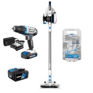 HART 20-Volt Home Starter Kit, HART 20-Volt Cordless Stick Vacuum (1) 4.0 Ah Lithium-Ion Battery with HART 20V 3/8 Drill Driver (1) 1.5 Ah Lithium-Ion Battery and HART 40 Piece Accesory
