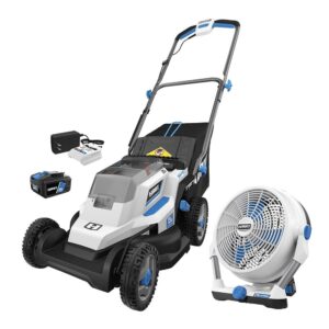 HART 20V 13” Battery Powered Push Walk-Behind Mower, Hybrid Technology