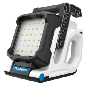 HART 20-Volt Hybrid LED Magnet Light, 1,500 Lumens, 2-Pack 2Ah Battery and Charger Starter Kit Bundle