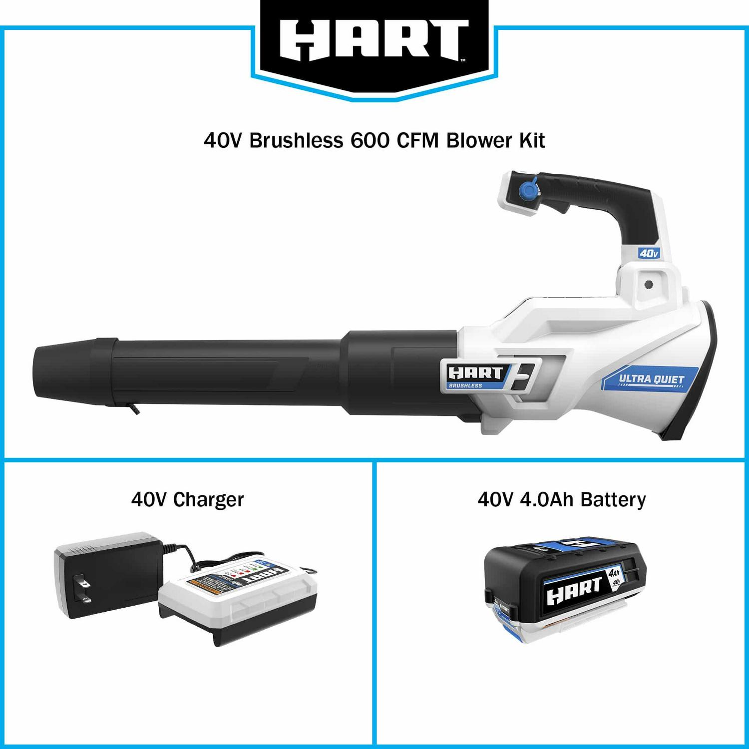 HART 40V 155 MPH at 600 CFM Cordless Brushless Axial Leaf Blower Kit, (1) 4.0Ah Lithium-Ion Battery - Image 9