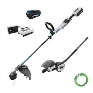 HART 40 Volt Brushless Attachment Capable 15-inch String Trimmer with Edger Attachment