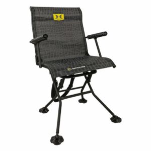 Hawk Stealth Spin Chair - Silent, Comfortable, Swiveling, Portable Chair for Camping, Hunting, Fishing, Backpacking, and More (Bone Collector Edition) , Black