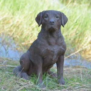 Hi-Line Gift 21.25" Brown Labrador Retriever Sitting Garden Statue, Durable