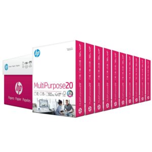 HP Printer Paper, Multipurpose, 8.5" x 11", 20 lb., 96 Bright, White,10 Ream Case - 5000 Sheets