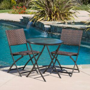 Cantinela 3pc Outdoor Wicker Folding Bistro Set