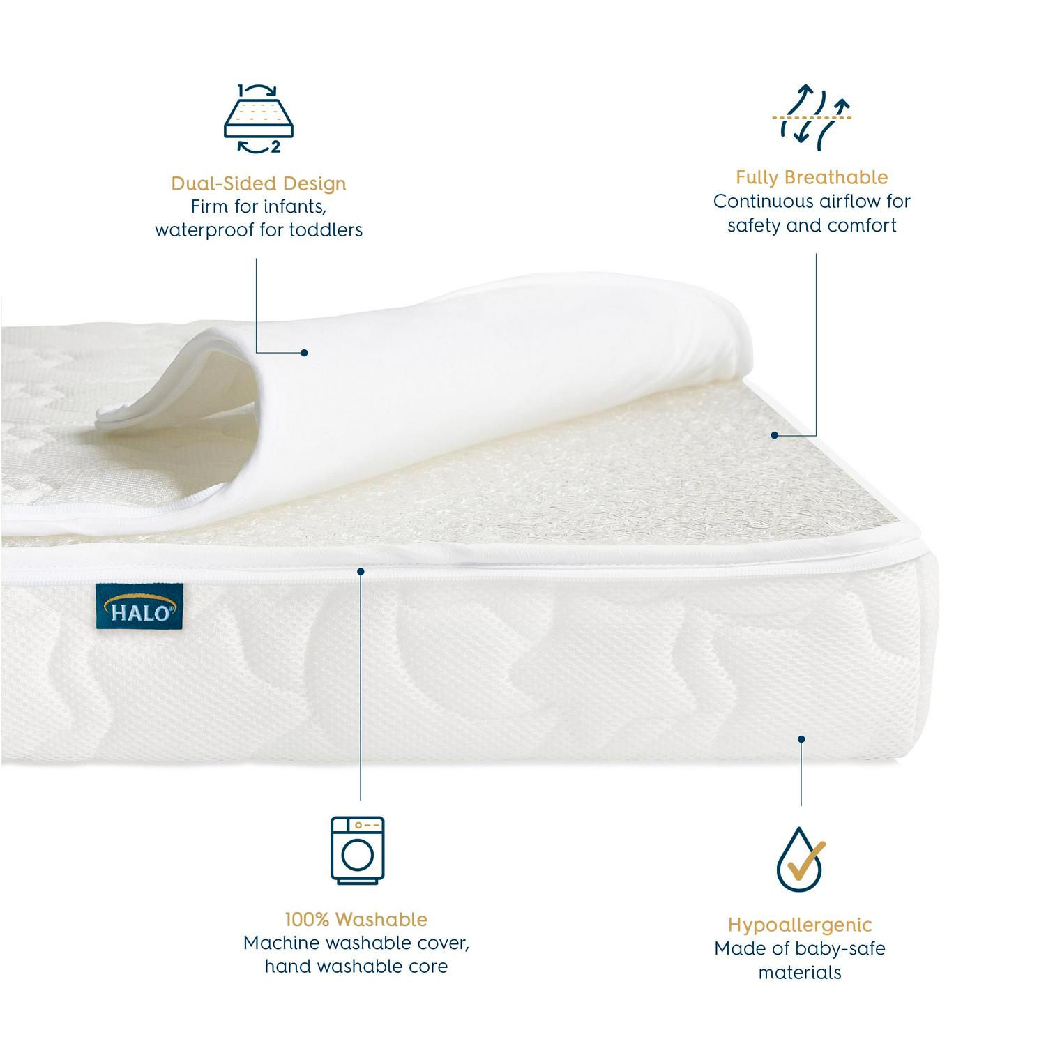 HALO DreamwaveBreathable Crib Mattress, Dual-Sided for Infant and Toddler Bed, Hypoallergenic, GREENGUARD Gold - Image 3
