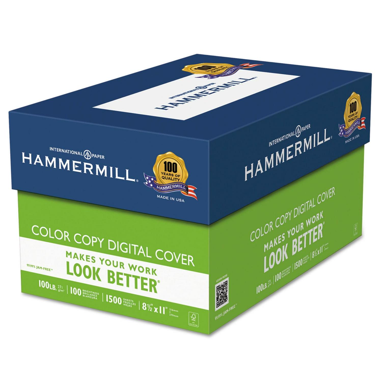 Hammermill Copier Digital Cover Stock, 100 lbs., 8 1/2 x 11, Photo White, 1500 Sheets