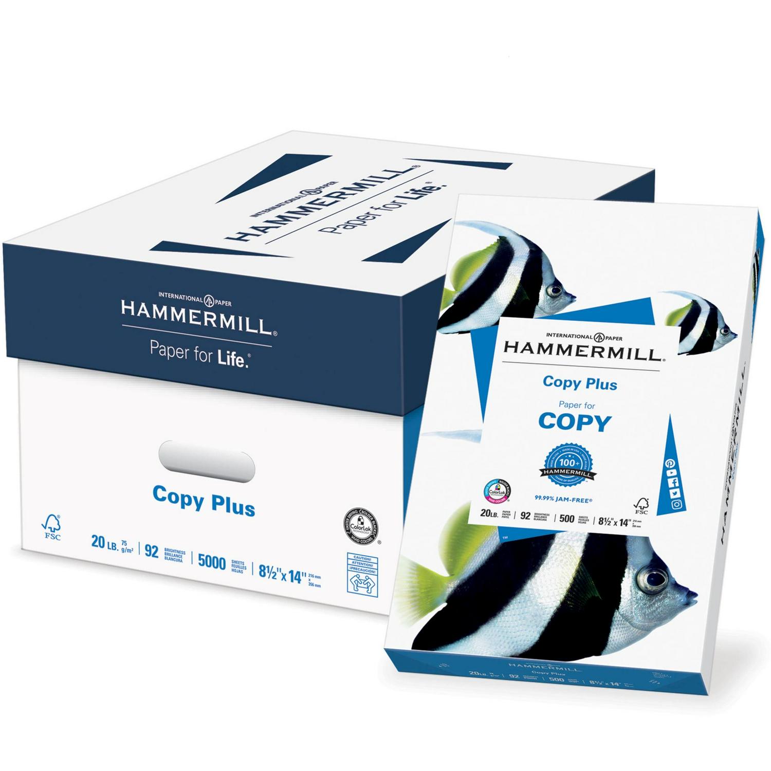 Hammermill Copy Plus Print Paper, 92 Bright, 8.5" x 14", White, 500 Sheets Per Ream, 10 Reams Per Carton - HAM105015CT - Image 5