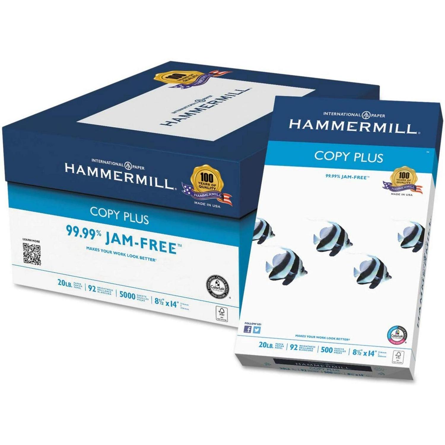 Hammermill Copy Plus Print Paper, 92 Bright, 8.5" x 14", White, 500 Sheets Per Ream, 10 Reams Per Carton - HAM105015CT - Image 2