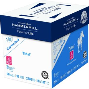 Hammermill Paper, Tidal Printer Paper, 8.5 x 11 Paper, 3 Hole, 20lb, 92 Bright - 1 Express Pack / 2,500 Sheets (163130C)