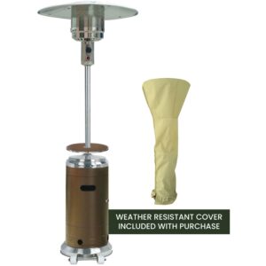 Hanover 7-Ft. 48,000 BTU Steel Umbrella Propane Patio Heater in Bronze and Stainless Steel with Weather-Protective Cover