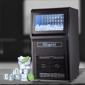 VEVOR 70Lb/24H Commercial Ice Maker, Automatic Portable Ice Maker Machine with Storage, Silver