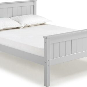 Alaterre Furniture Harmony Full Wood Platform Bed, Sturdy Pine with Wide Plank Headboard and Footboard, Ideal for Kids Bedroom, Dove Gray