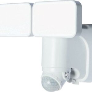 Heath Zenith White Motion Activated Twin Head LED Solar Powered Security Light Fixture, 1000-Lumen