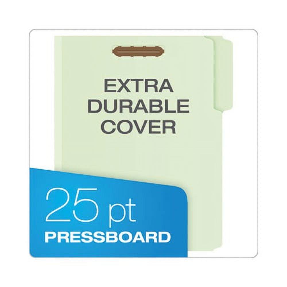 Heavy-Duty Pressboard Folders w/ Embossed Fasteners Letter Size, Green, 25/Box - Image 2