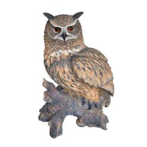 Hi-Line Gift Ltd. Eagle Owl On Stump Statue