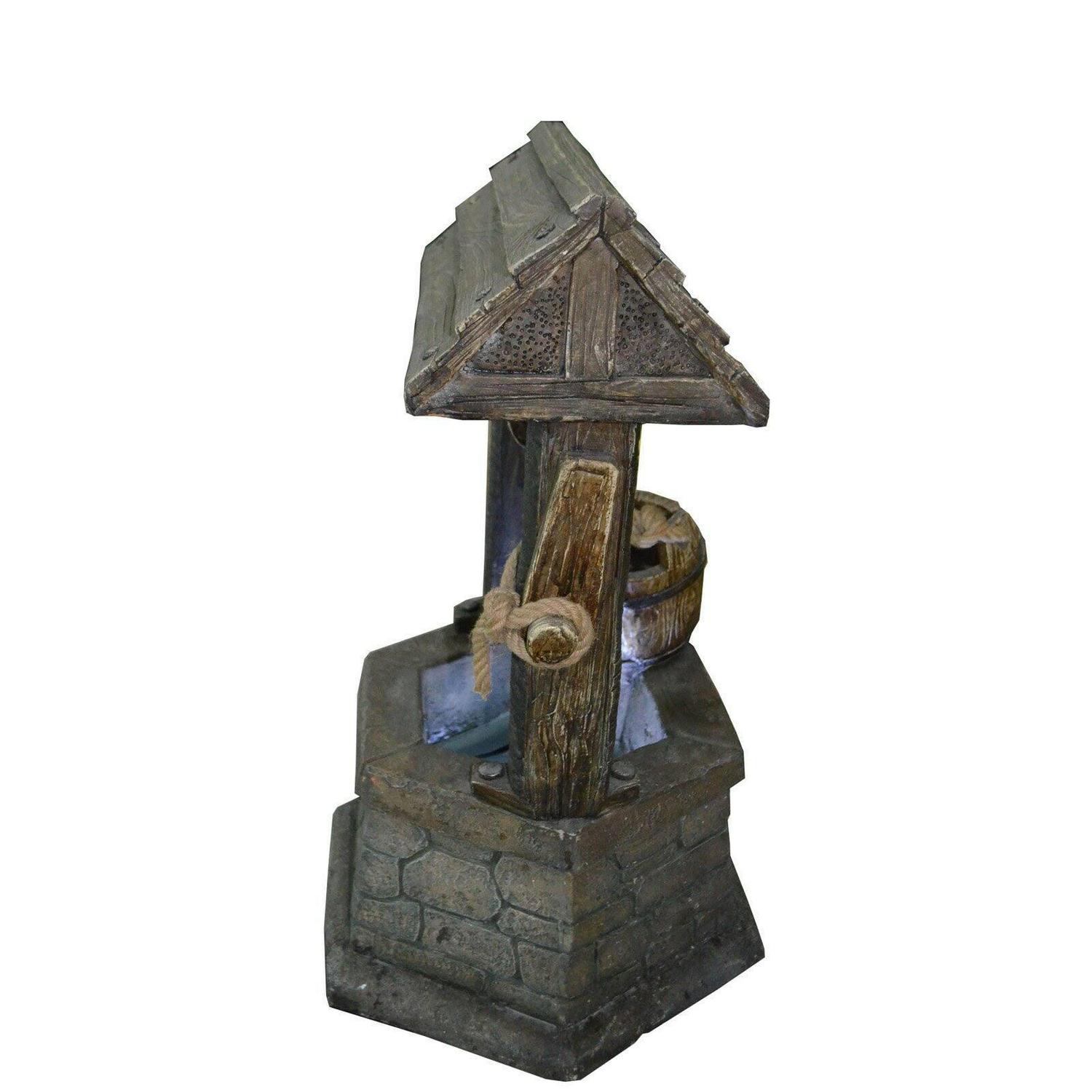 Hi-Line Gift Ltd Fountain- Wishing Well with Pouring Bucket & LED Light - Image 4