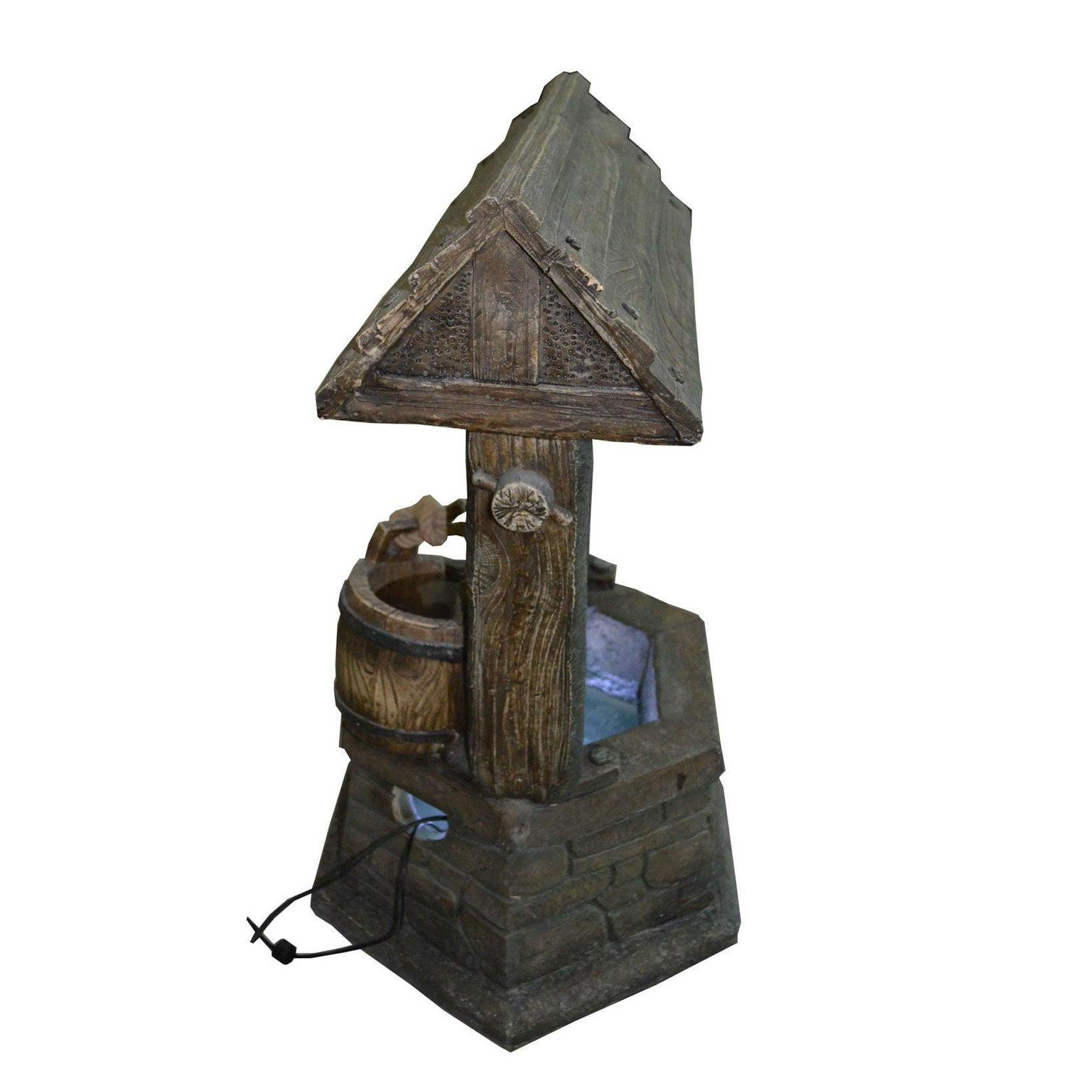 Hi-Line Gift Ltd Fountain- Wishing Well with Pouring Bucket & LED Light - Image 6