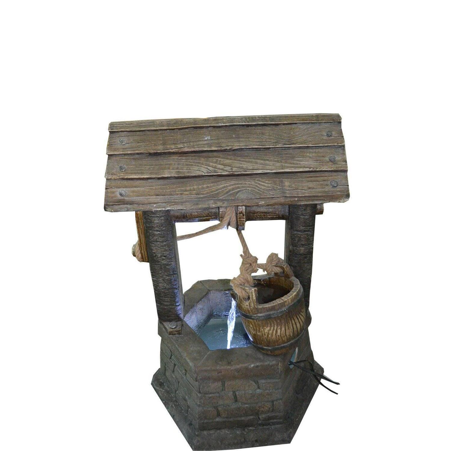Hi-Line Gift Ltd Fountain- Wishing Well with Pouring Bucket & LED Light - Image 7