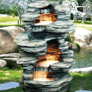 Hi-Line Gift Ltd. Rock 4 Level Fountain with Halogen Light