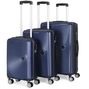 Hikolayae Oriental Hardside Spinner Luggage Sets in Azure Blue, 3 Piece - TSA Lock