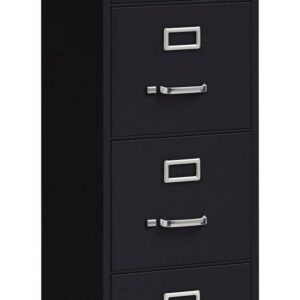 Hirsh 22" Deep 4 Drawer Letter Width Vertical File Cabinet, Commercial Grade, Black
