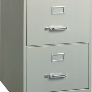 Hirsh 25" Deep 2 Drawer Legal Width Metal Vertical File Cabinet, Commercial Grade, Gray