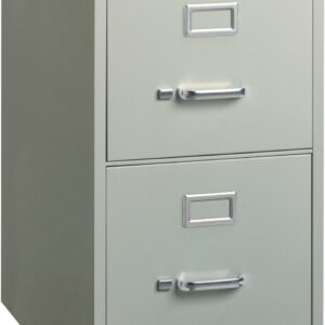 Hirsh 25" Deep 2 Drawer Letter Width Metal Vertical File Cabinet, Commercial Grade, Gray