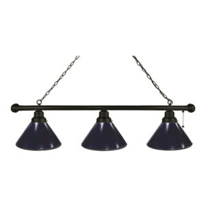 Plain Black 3 Shade Billiard Light with Black Fixture