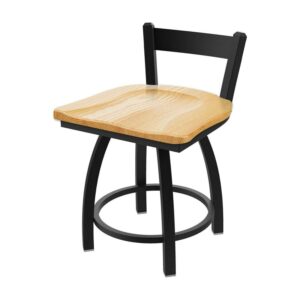 821 Catalina 18" Low Back Swivel Vanity Stool with Anodized Nickel Finish and Natural Oak Seat