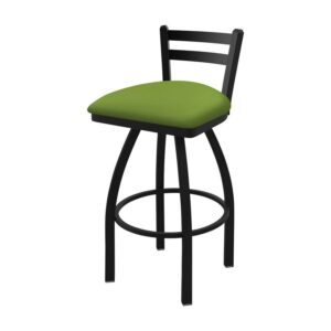 411 Jackie 25" Low Back Swivel Counter Stool with Black Wrinkle Finish and Canter Kiwi Green Seat