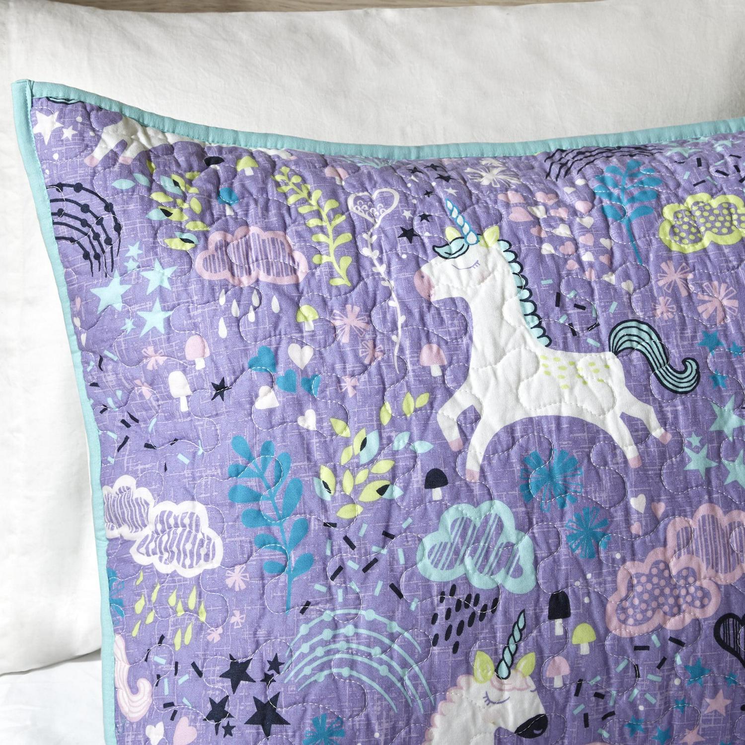 Home Essence Kids Purple Unicorn Reversible 4 Piece Coverlet Set, Twin TwinXL - Image 8