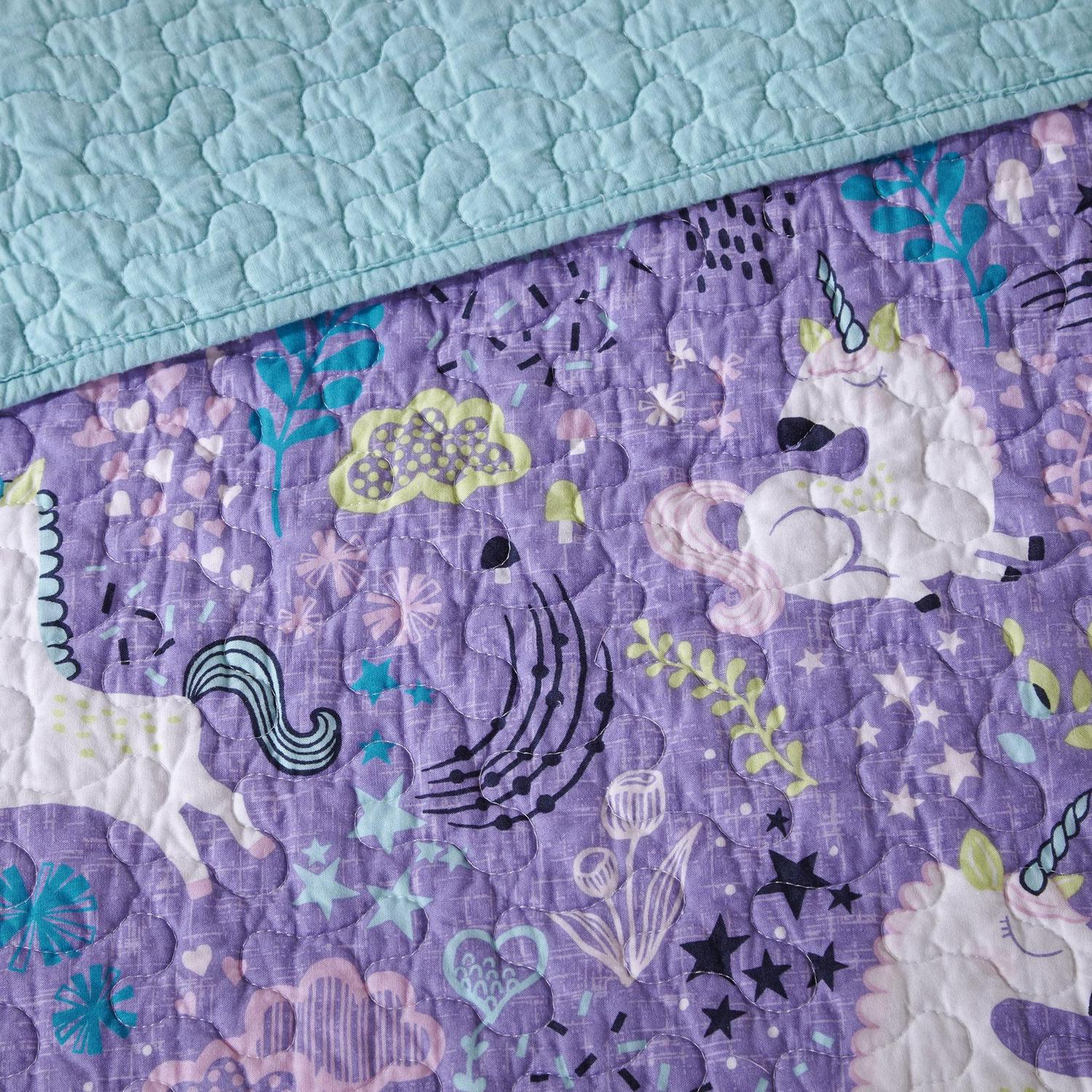Home Essence Kids Purple Unicorn Reversible 4 Piece Coverlet Set, Twin TwinXL - Image 7