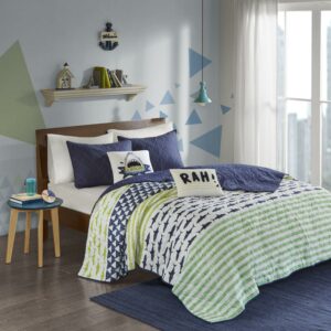 Home Essence Kids Shark Coverlet Bedding Set, 4 piece, Printed, Twin TwinXL