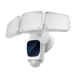 Home Zone Security ES00941G 1080p Full HD Outdoor Triple-Head Smart Floodlight Camera (White)