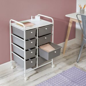 Honey-Can-Do 6-Drawer Rolling Storage Cart with Lockable Wheels, White/Grey
